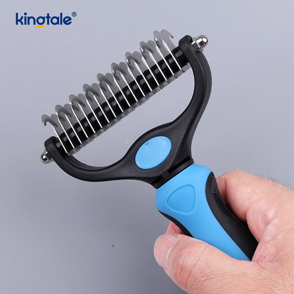 Pet Grooming Rake เครื่องมือ Deshedding Dematting สองด้าน, คราดขนชั้นในสำหรับสุนัขและแมว