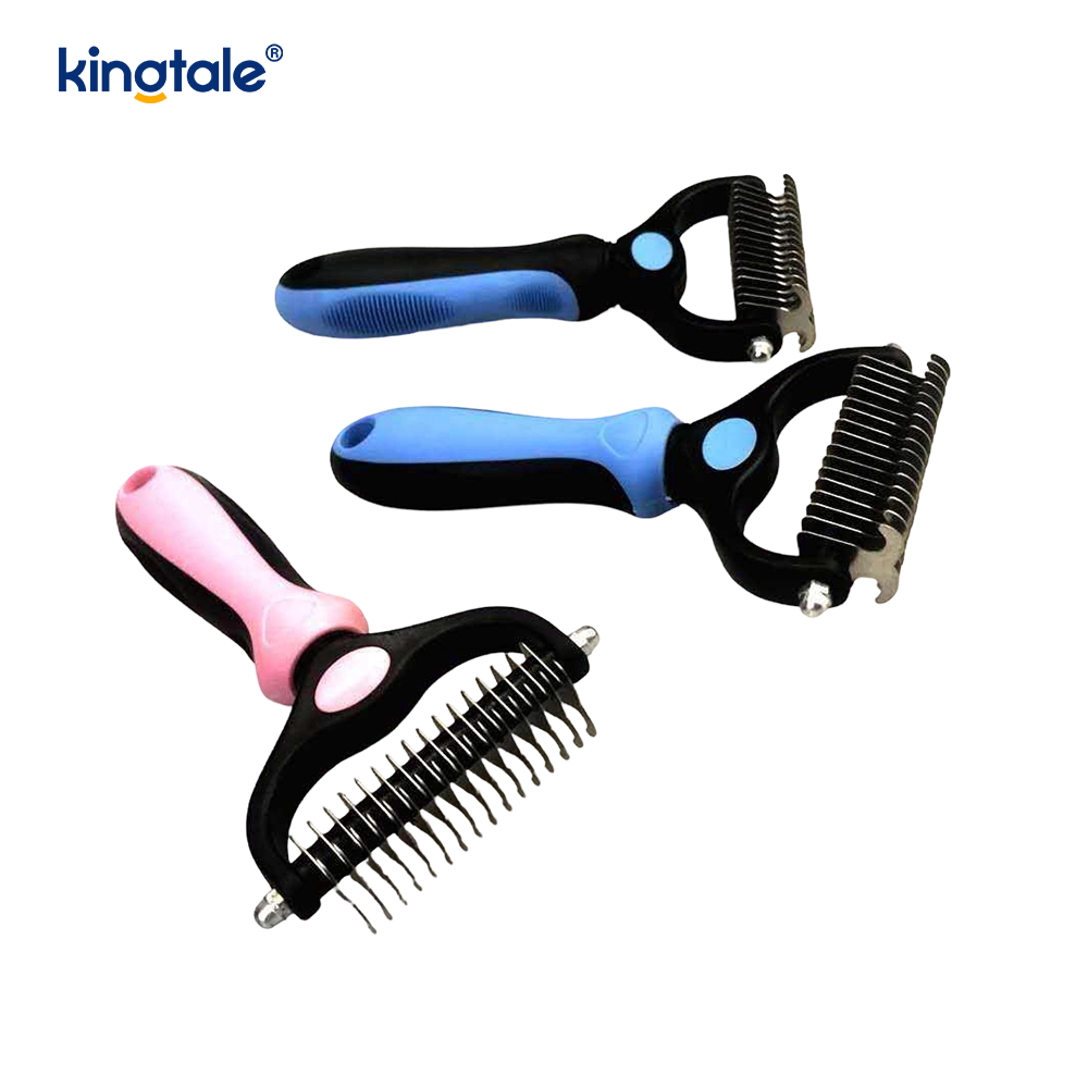 Pet Grooming Rake เครื่องมือ Deshedding Dematting สองด้าน, คราดขนชั้นในสำหรับสุนัขและแมว