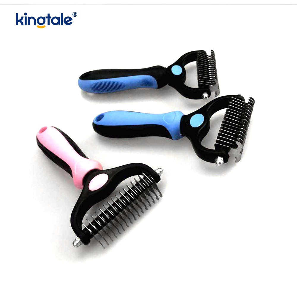 Pet Grooming Rake เครื่องมือ Deshedding Dematting สองด้าน, คราดขนชั้นในสำหรับสุนัขและแมว
