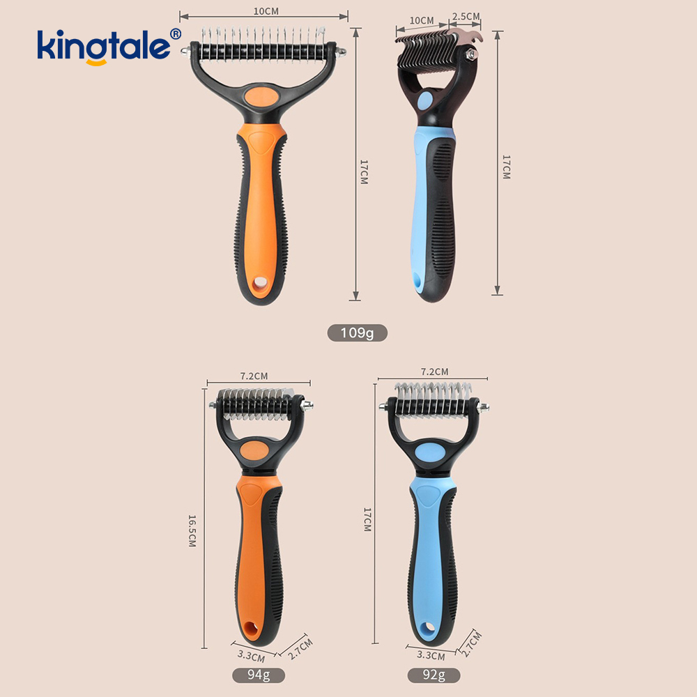 Pet Grooming Rake เครื่องมือ Deshedding Dematting สองด้าน, คราดขนชั้นในสำหรับสุนัขและแมว