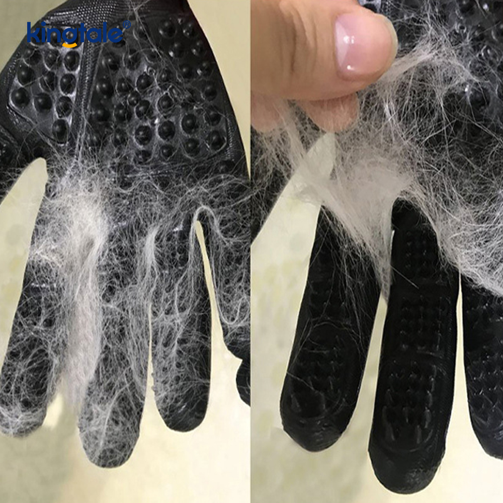 ถุงมือกำจัดขนสัตว์เลี้ยง ถุงมือกรูมมิ่งสัตว์เลี้ยงอ่อนโยน ถุงมือแปรง Deshedding