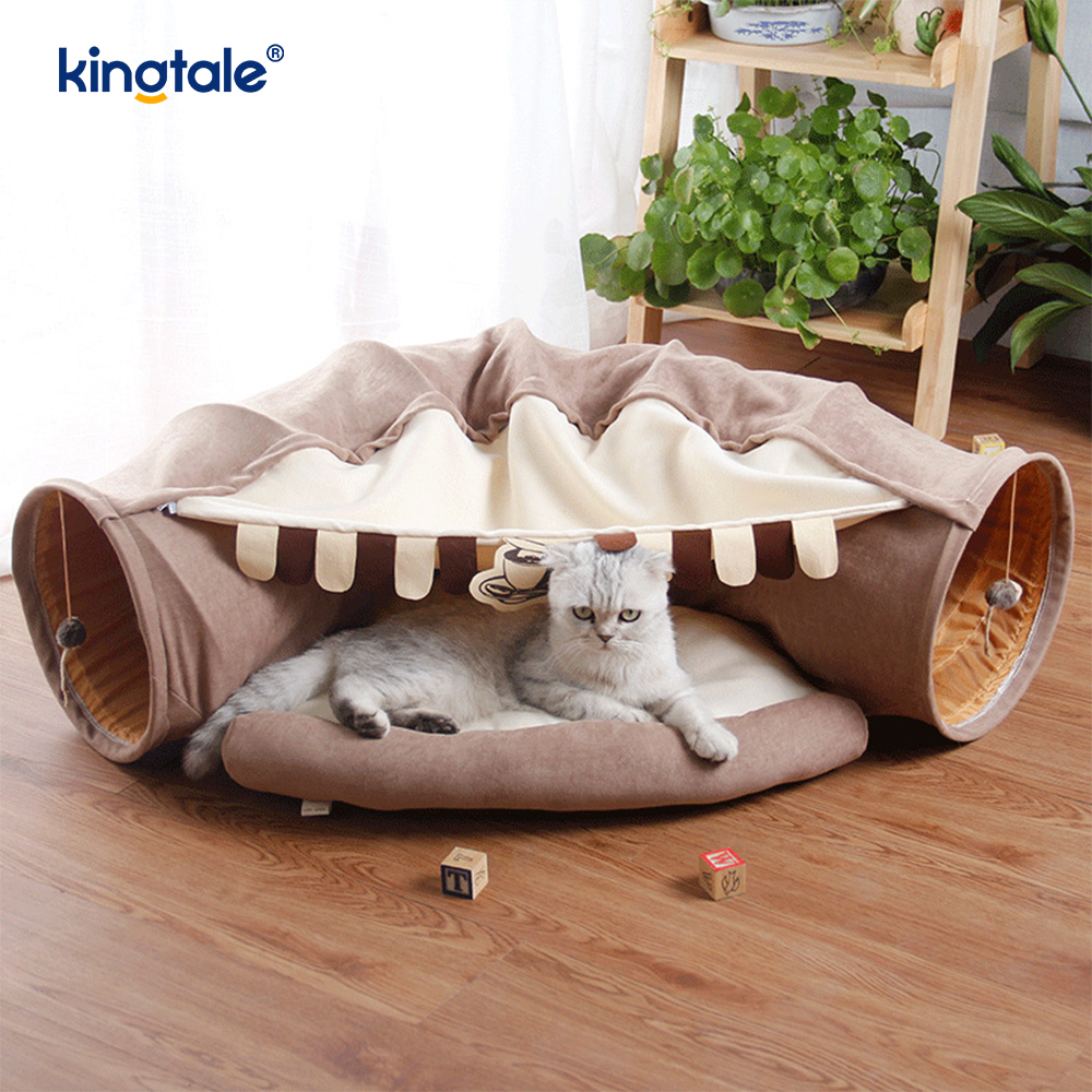 แมวพับได้เล่นอุโมงค์ Interactive ของเล่นเขาวงกต Cat House อุโมงค์ในร่ม