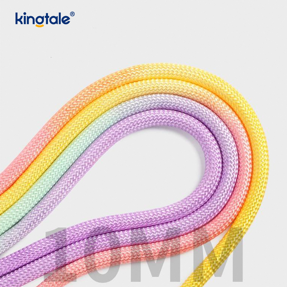 ไม่ต้องดึงสายจูงสุนัขสีสันสดใสแบบปรับได้ไนลอนคู่จับทนทาน