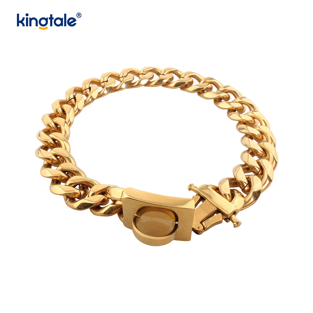 แฟชั่นชุบสแตนเลสสัตว์เลี้ยงลิงค์คิวบาสุนัข Choke CHAIN ​​COLLAR