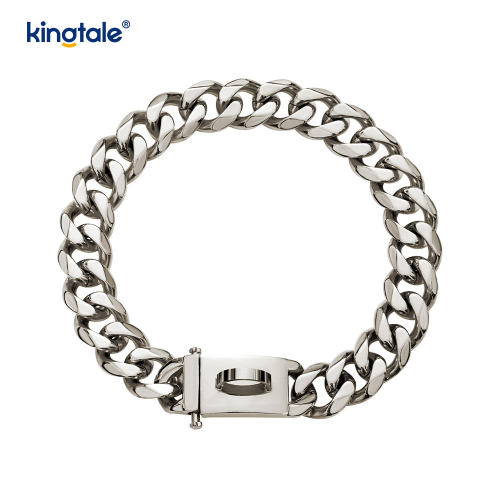 แฟชั่นชุบสแตนเลสสัตว์เลี้ยงลิงค์คิวบาสุนัข Choke CHAIN ​​COLLAR
