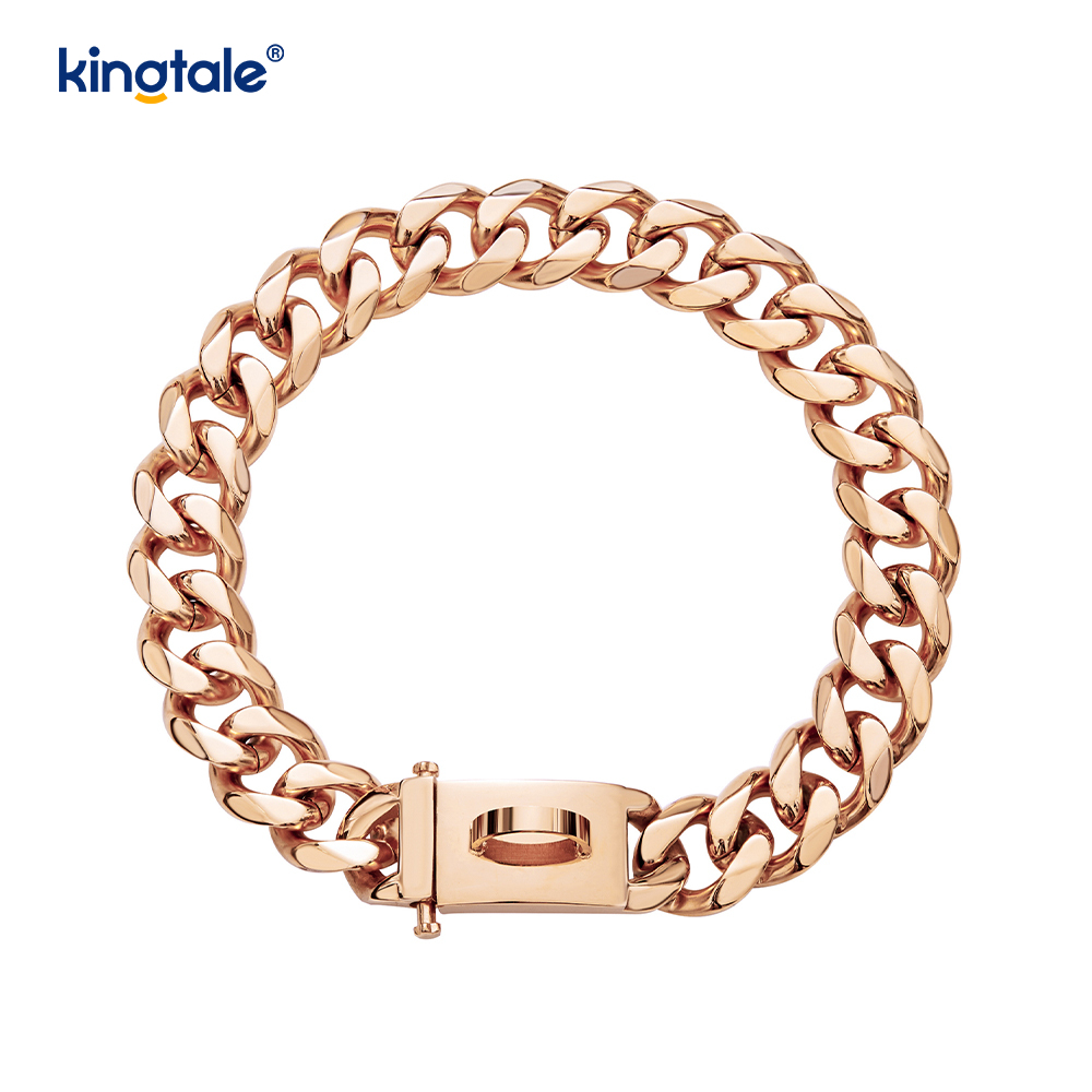 แฟชั่นชุบสแตนเลสสัตว์เลี้ยงลิงค์คิวบาสุนัข Choke CHAIN ​​COLLAR