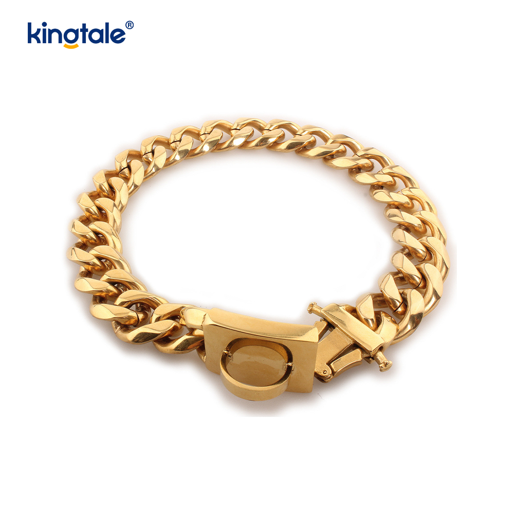 แฟชั่นชุบสแตนเลสสัตว์เลี้ยงลิงค์คิวบาสุนัข Choke CHAIN ​​COLLAR