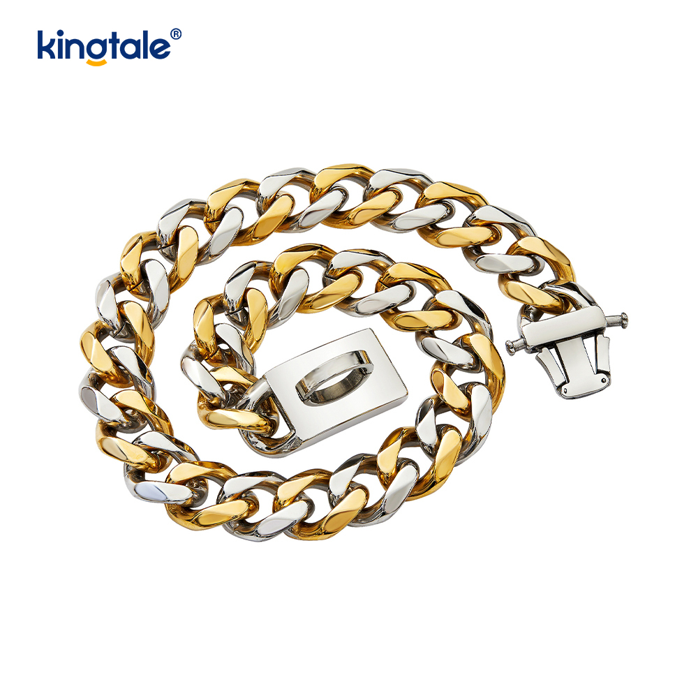 แฟชั่นชุบสแตนเลสสัตว์เลี้ยงลิงค์คิวบาสุนัข Choke CHAIN ​​COLLAR